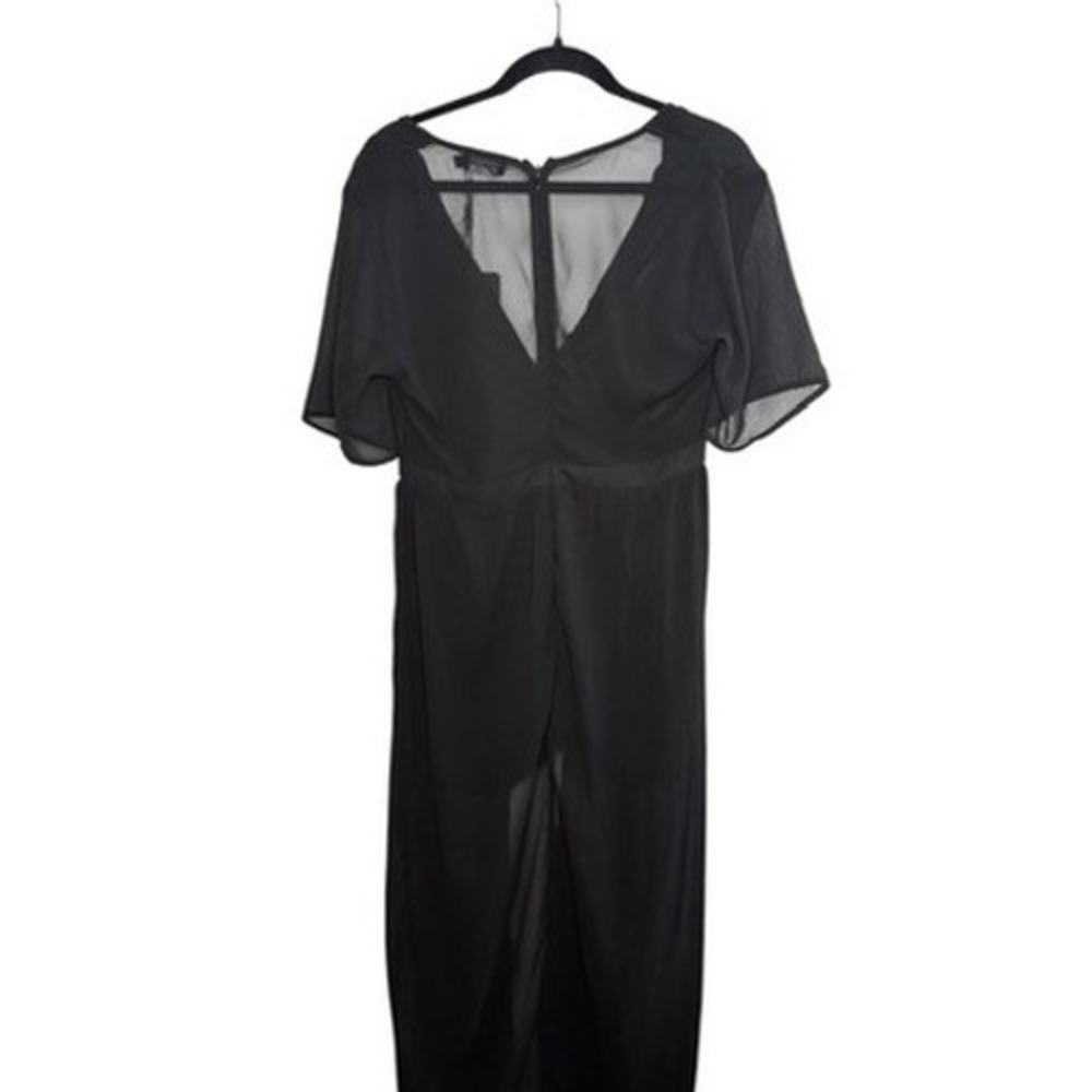 PrettyLittleThing Black Mesh Overlay Playsuit Maxi Dress Size 10 NWT CLW3322